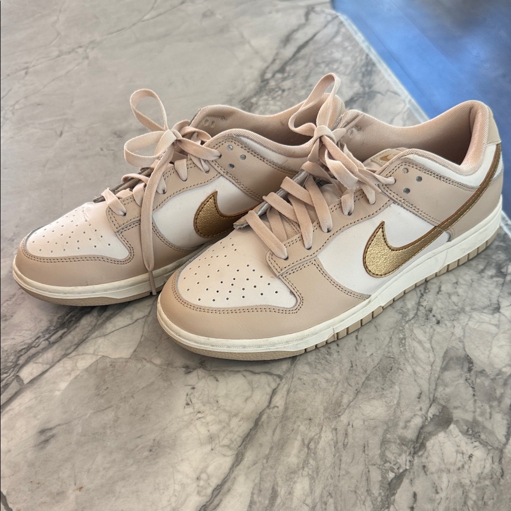 Nike Women's Cream and Gold Sneakers